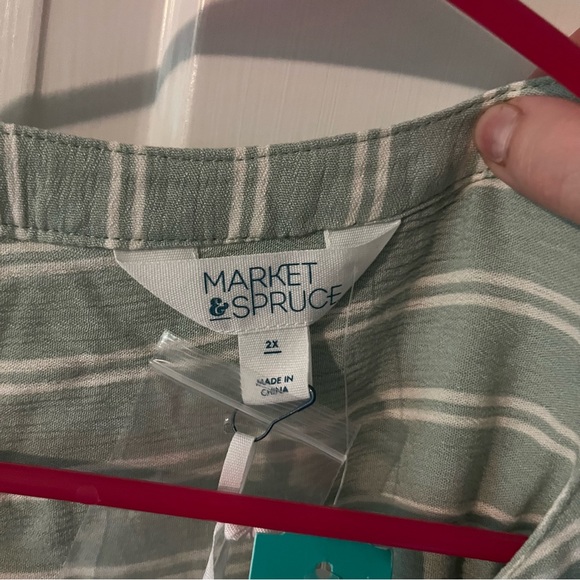 Stitch Fix, Market & Spruce Prat Sleeveless Henley Green Blouse 2X NWT - Picture 5 of 7